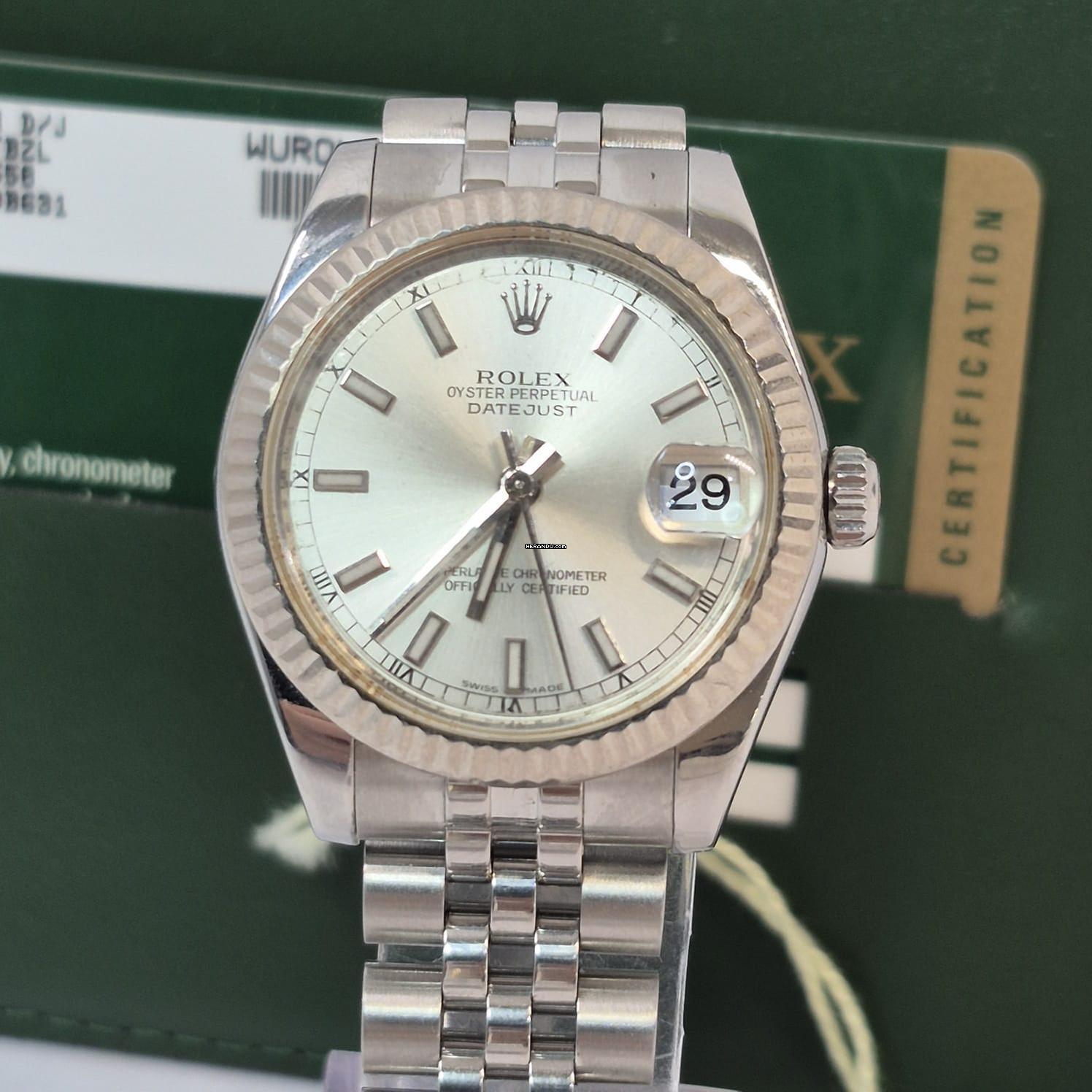 Thumbnail von Rolex Datejust 31 31mm Ouro Branco & Aço Jubilee Automático Completo