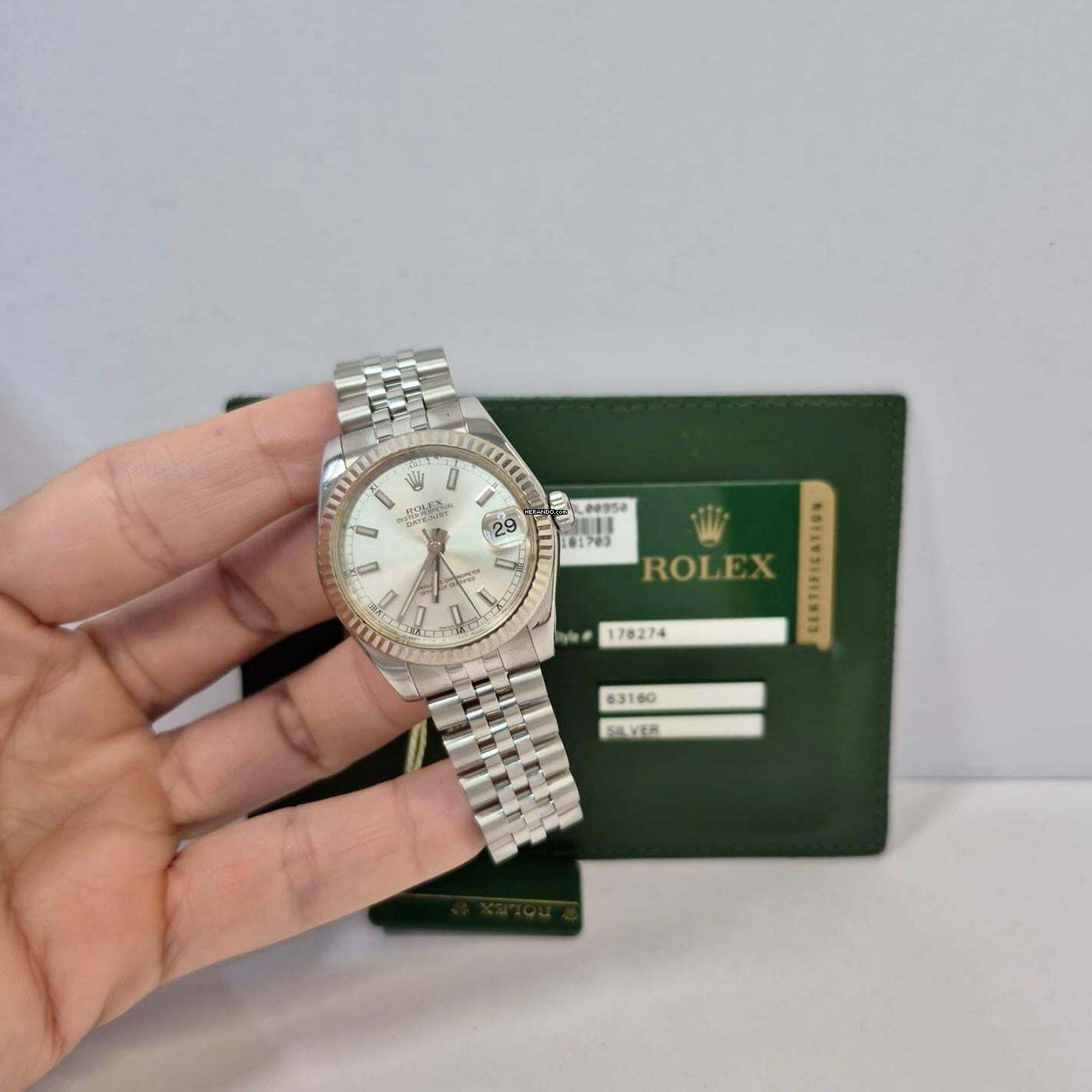 Thumbnail von Rolex Datejust 31 31mm Ouro Branco & Aço Jubilee Automático Completo