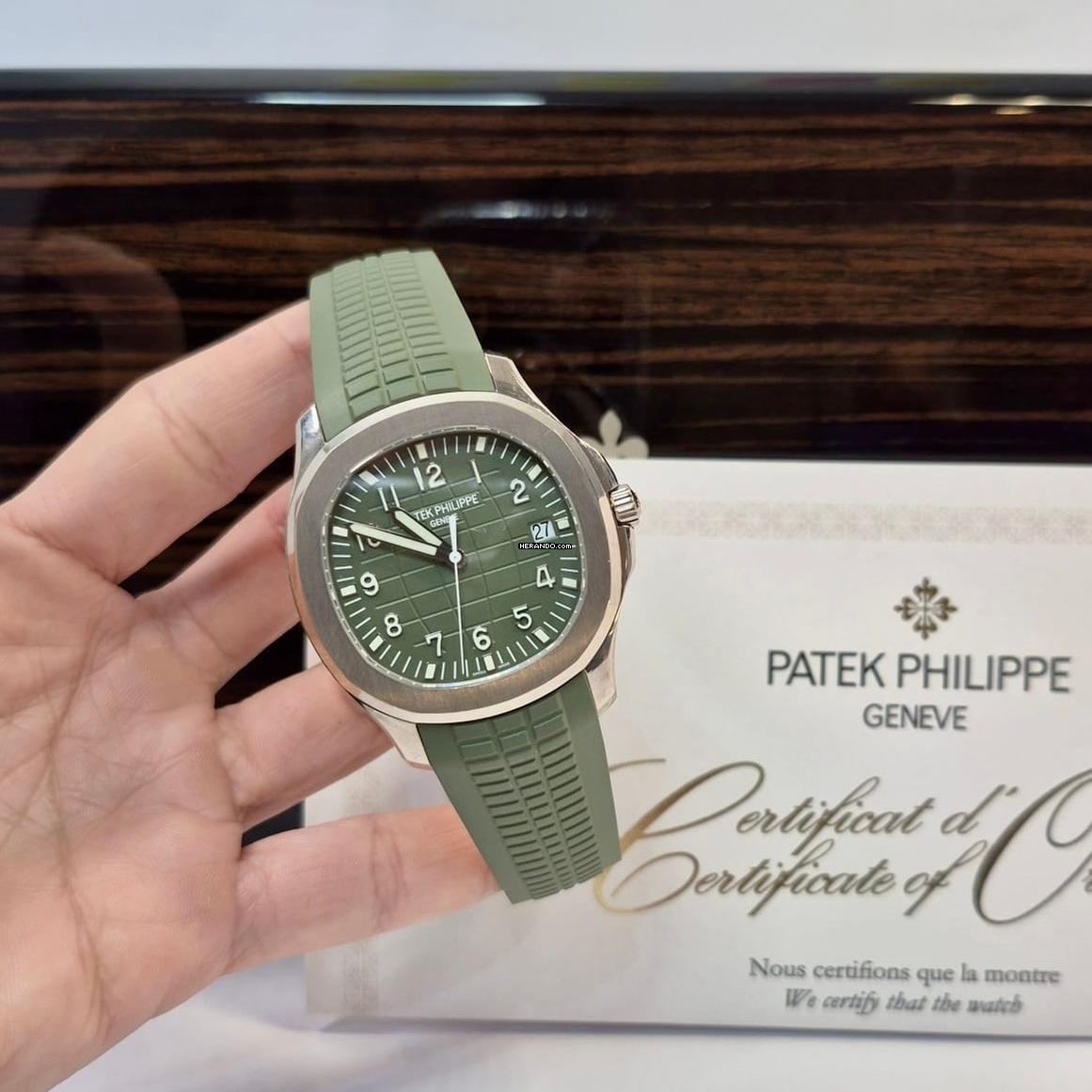 Thumbnail von Patek Philippe Aquanaut Ouro Branco Khaki Green 42mm Automatik Komplett