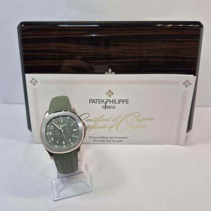 Patek Philippe Aquanaut Ouro Branco Khaki Green 42mm Automatyczny Kompletny
