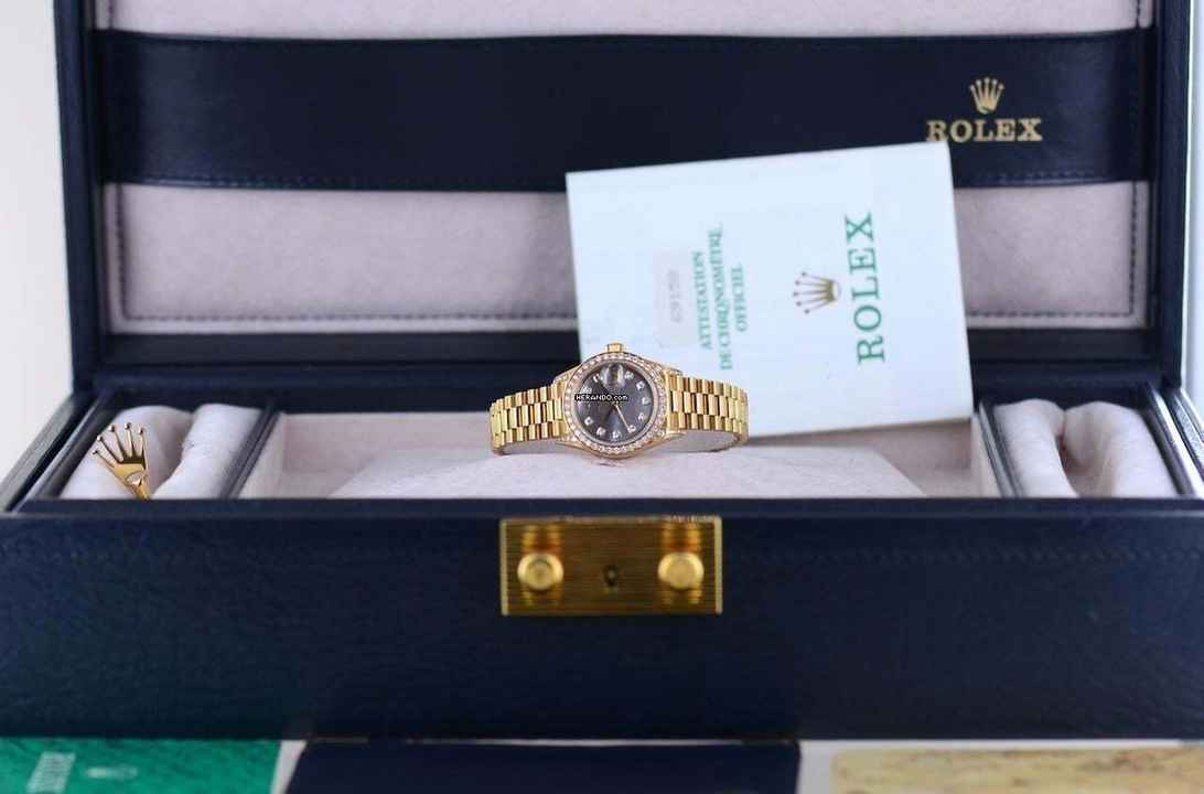 Rolex Lady-Datejust 18K Sarı Altın MOP Kadran Elmas Fabrika 26mm Lady nadir B+P