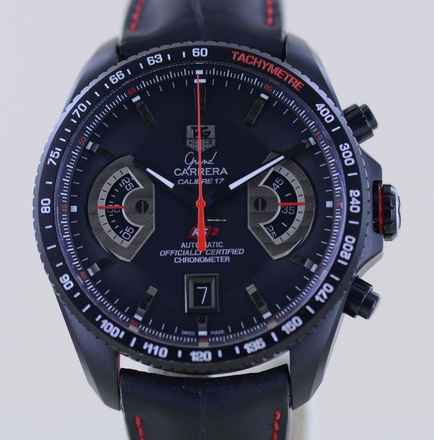 TAG Heuer Grand Carrera Black RS2 Chronograph Date Rotatiesysteem B+P zeldzaam