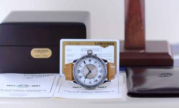 Thumbnail von Longines Lindbergh Hour Angle Limited Edition Fliegeruhr Stahl Collector Box NOS