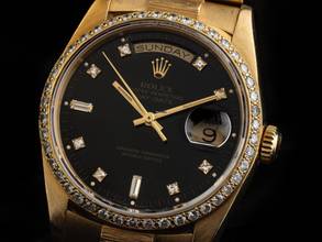 Thumbnail von Rolex Day-Date 36 Ref.18248 1991 Box&Beschreibung sehr gut Vintage Day-Date 18kt Gelbgold 134g Diamanten Rindengravur Double Quick