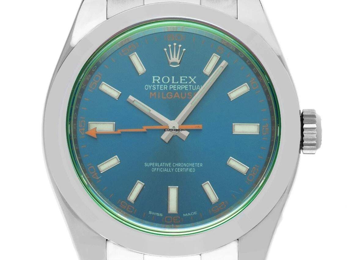 Rolex Milgauss Elektroblau Ref.116400GV 2016 Full Set wie Neu Vintage Milgauss Elektroblau