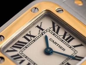 Thumbnail von Cartier Santos Galbée Lady PM kleines Modell Ref.0902 1994 Box&Beschreibung sehr gut Vintage Santos Galbee Lady PM kleines Modell