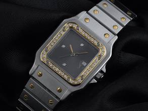 Thumbnail von Cartier Santos GM Großes Modell Ref.2961 1987 Full Set sehr gut Vintage Santos GM großes Modell Diamanten