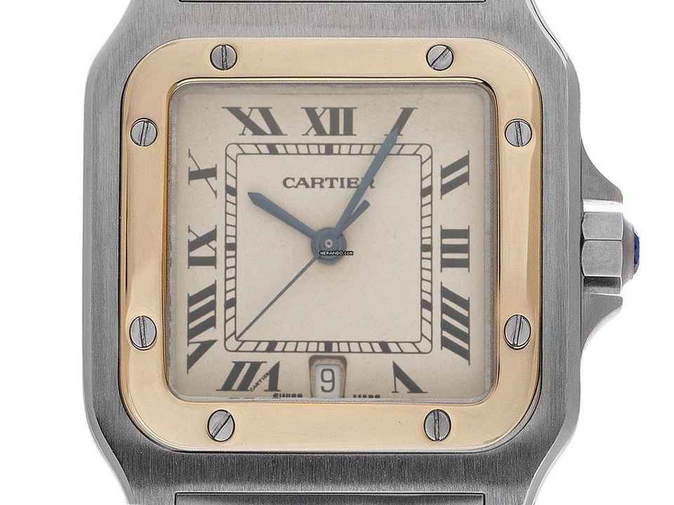 Cartier Santos Galbée GM groot model Ref.187901 1988 Doos & Beschrijving zeer goed Vintage Santos Galbée GM groot model