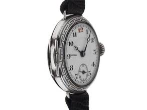 Thumbnail von Rolex 935 Silver Folding Cover Trench WW Niello Decoration 1910 original box original unpolished vintage trench WW Niello decoration 935 silver