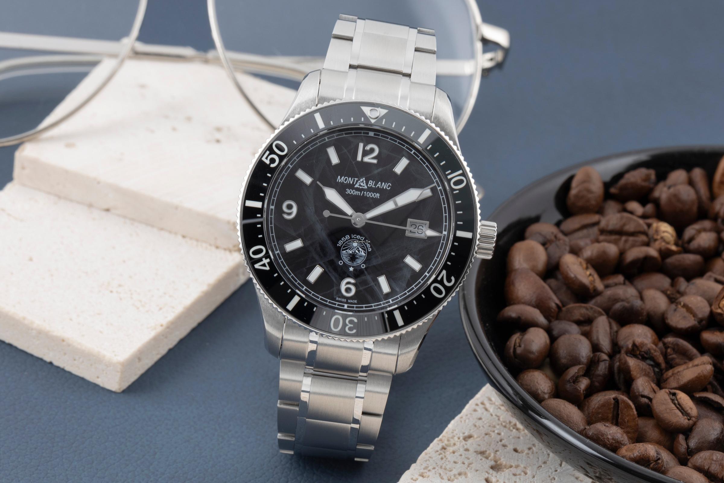 Montblanc 1858 Iced Sea Stahl Automatik Herrenuhr Ref. MB129371 7578