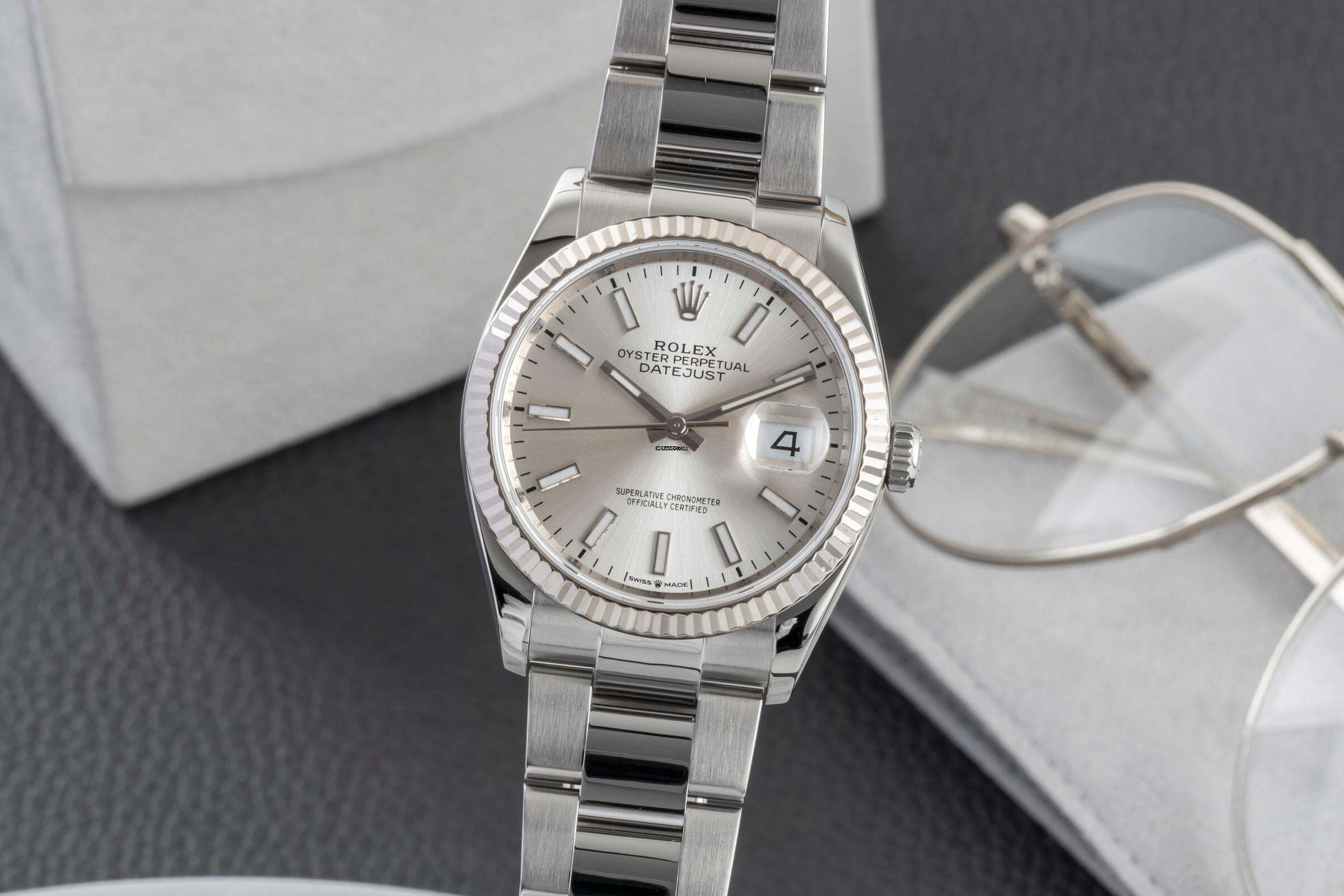 Rolex Datejust 36 Stahl / Weissgold Automatik Herrenuhr Ref. 126234 Papiere 2021