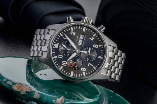 IWC Fliegeruhr Spitfire Chronograph Pilot Spitfire Chronograph Automatik Stahl Herrenuhr IW377719 Papiere 2016