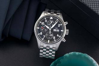 Thumbnail von Zegarek lotniczy IWC Spitfire Chronograph Pilot Spitfire Chronograph Automatyczny stalowy męski zegarek IW377719 Dokumenty 2016