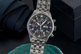 Thumbnail von Zegarek lotniczy IWC Spitfire Chronograph Pilot Spitfire Chronograph Automatyczny stalowy męski zegarek IW377719 Dokumenty 2016