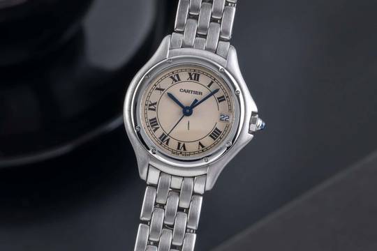 Cartier Cougar Çelik Quartz Roman Kadran Kadın Saat Ref. W35001F5 Klasik