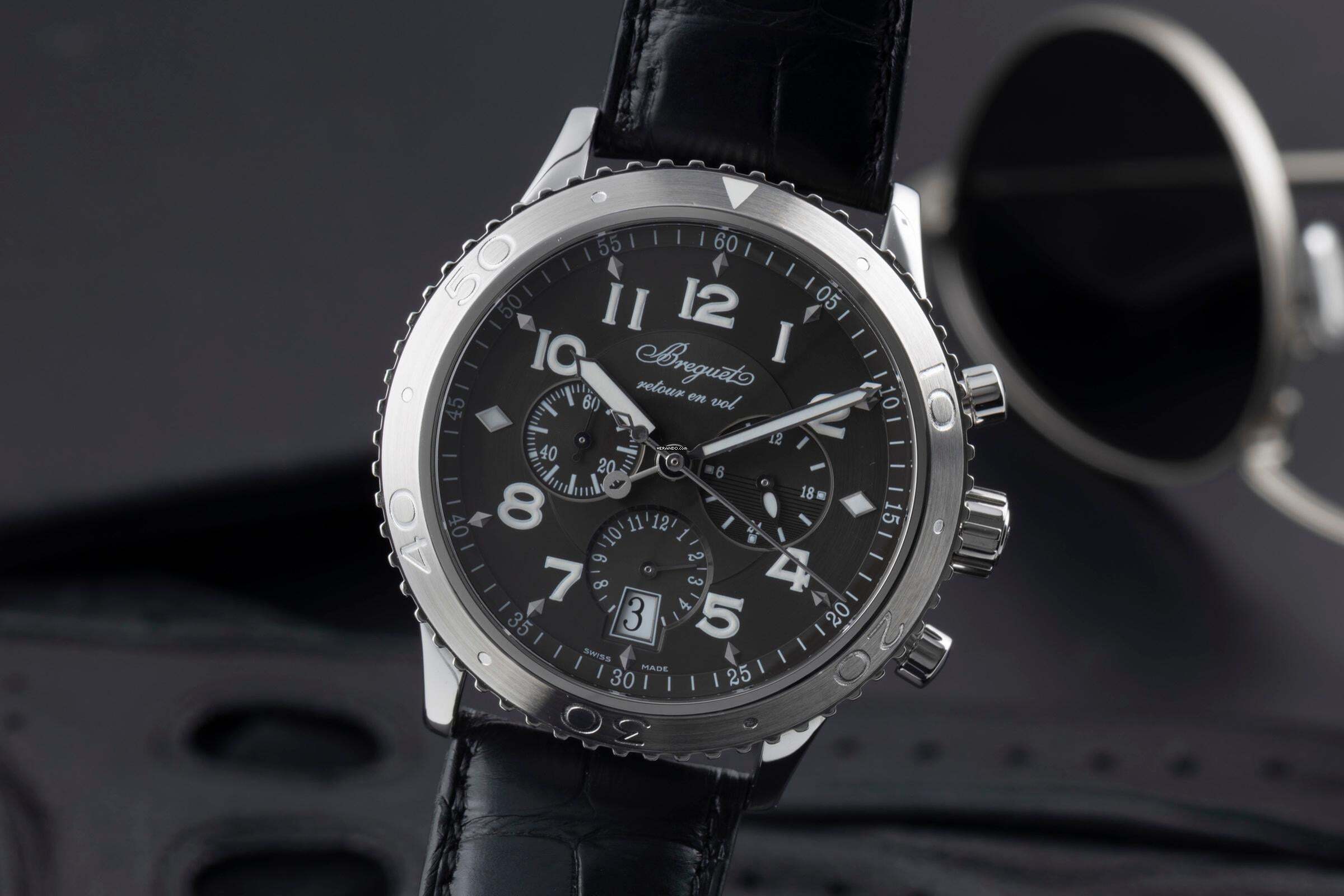 Breguet Type XX - XXI - XXII Chronograph Flyback Stahl Automatik Herrenuhr Ref. 3810