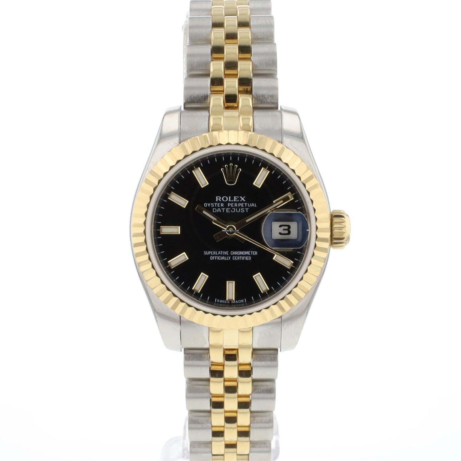 Rolex Lady-Datejust 26 Jubilee Steel/Gold Black Dial
