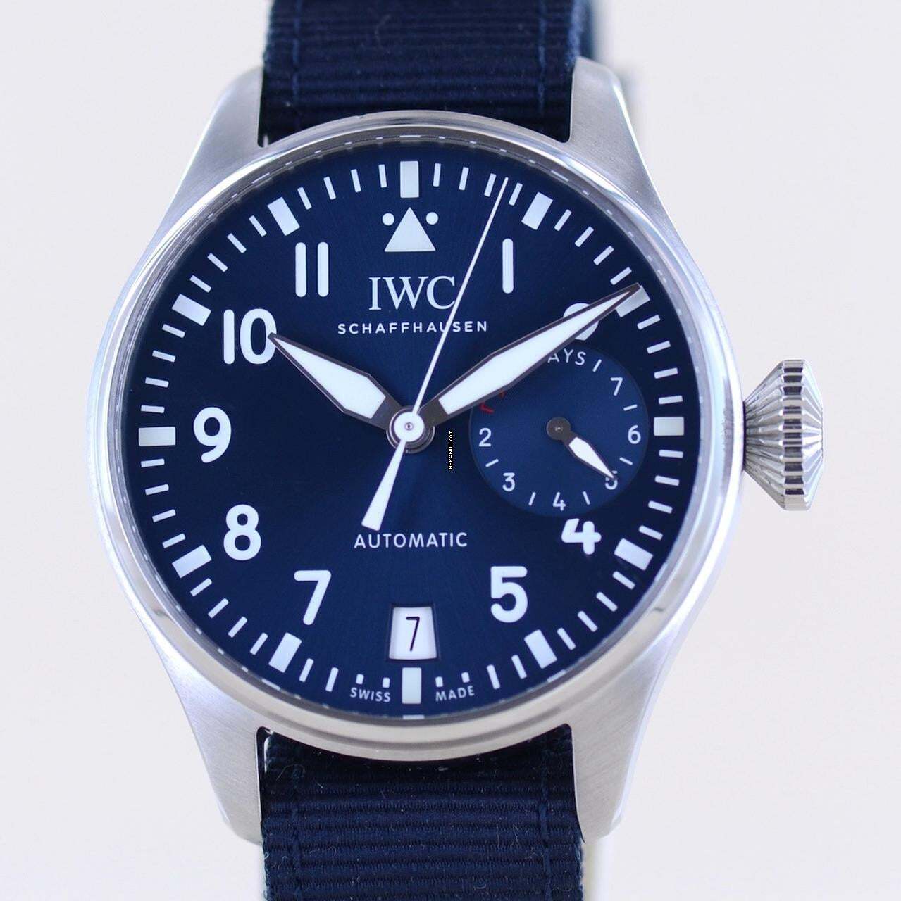 IWC Große Fliegeruhr Big Pilot's Petit Prince Stahl Blue Dial 46mm 8-Tage Werk B+P
