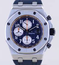 Thumbnail von Audemars Piguet Royal Oak Offshore Chronograph Blue Orange Automatic Glasboden B+P