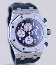 Thumbnail von Audemars Piguet Royal Oak Offshore Chronograph Blue Orange Automatic Glasboden B+P