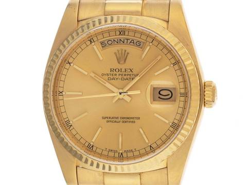 Rolex Day-Date 36 Ref.18038 1983 Full Set sehr gut Vintage Day-Date open 6/9 18kt Gelbgold