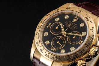 Thumbnail von Rolex Daytona Chronograph 18k Gold Black Diamond Dial Ref. 116518 P-Serie