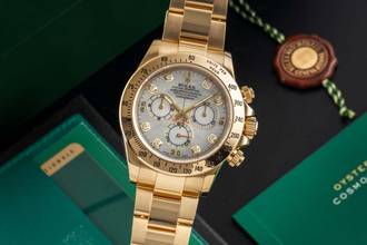 Thumbnail von Rolex Daytona Chronograph 18k Gold MOP Diamond Dial Ref. 116528 B&P 2014 LC100