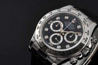 Thumbnail von Rolex Daytona Chronograph 18k Weissgold Black Diamond Dial Ref. 116519 B&P 2004
