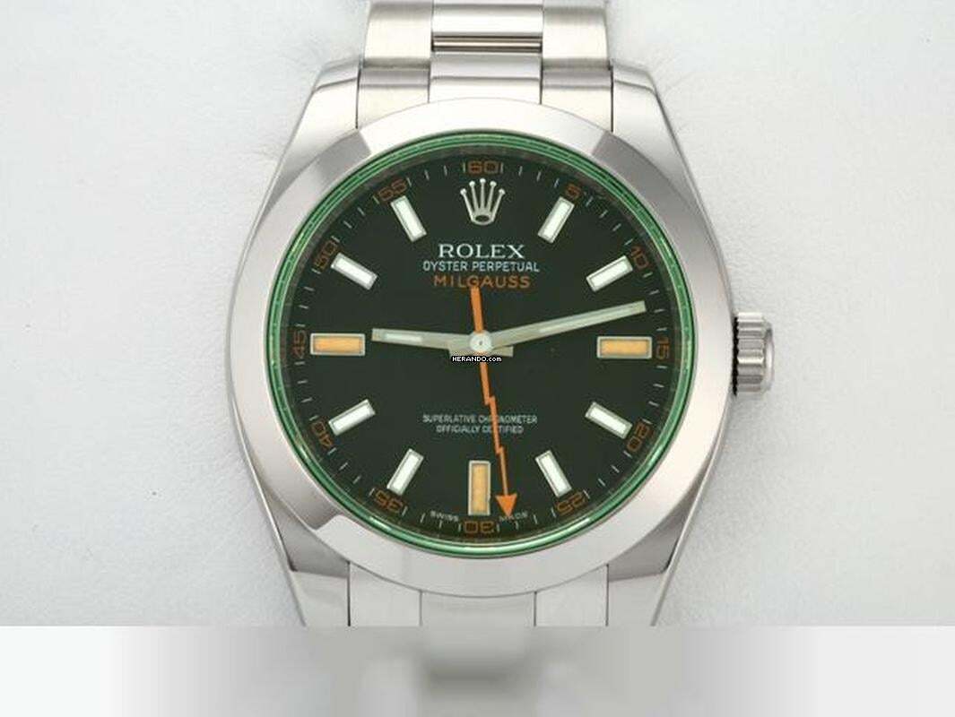 Rolex Milgauss 116400gv 2013 Edelstahl Automatik Stahl Grün Green