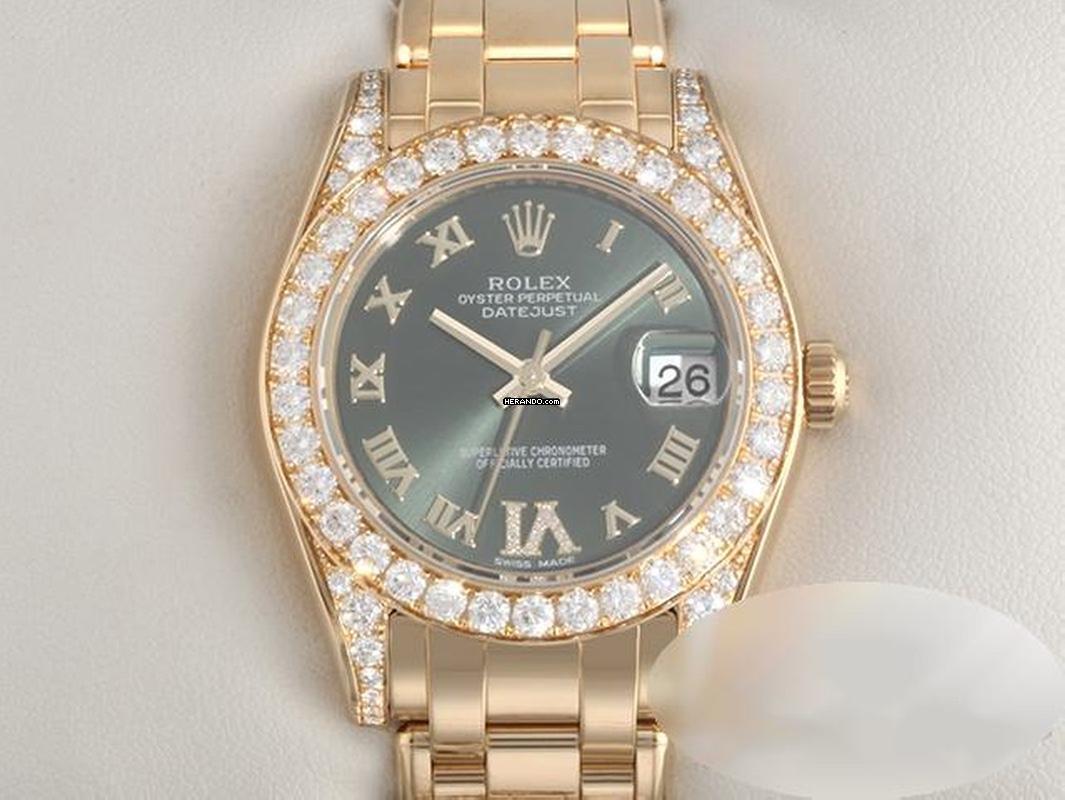 Rolex Pearlmaster 34 81158 2016 Gelbgold 750 Diamanten Automatik Gold Medium