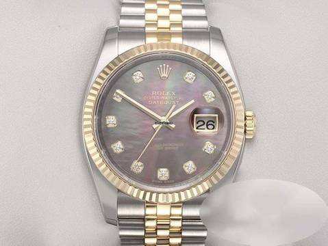  Rolex Datejust 36 36mm 116233 2013 Perlmutt Diamanten Stahl Gelbgold 750 Automatik Stainless Steel 18kt Yellow Gold Jubilé-band Chronometer Oyster 