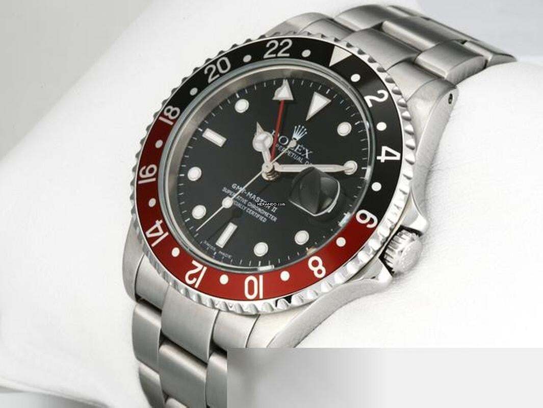 Rolex GMT-Master II Stahl 16710 2000 Coke Automatik Edelstahl Herrenuhr Stainless Steel Oyster-band Chronometer Black Dial