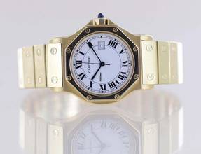 Thumbnail von Cartier Santos Octagon 30mm Medium 18K Gold Luxusuhr Automatic rar