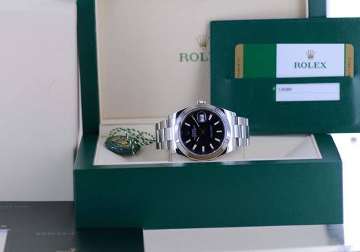 Rolex Datejust 41 Black Stick Dial B+P 126300 Automatic schwarz Top