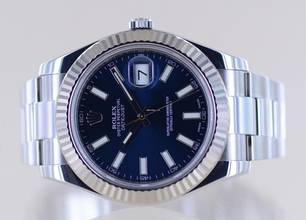 Thumbnail von Rolex Datejust II Stahl Weißgold Oyster blue Stick Dial 41mm blau B+P