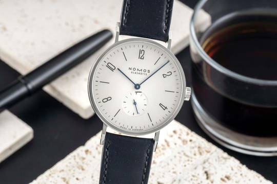 NOMOS Tangente 38 Glashütte Tangente 38 Stahl Handaufzug Herrenuhr Ref. 165 B&P 2022