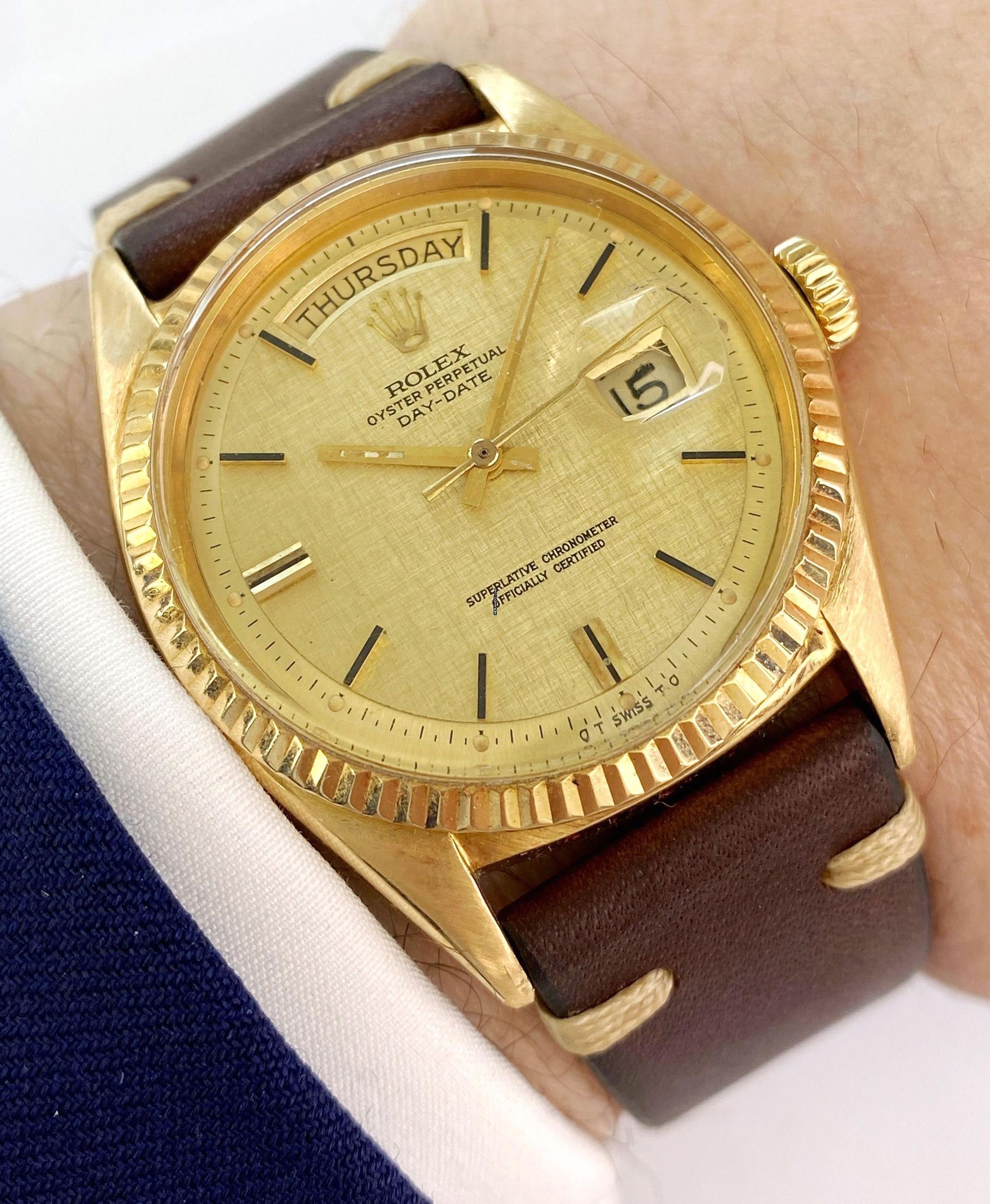 Rolex Day-Date 36 36mm Vintage Solid Gold Linen Sigma Dial 1803 1803