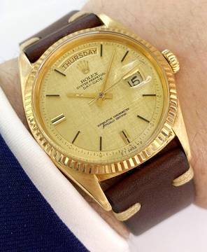 Rolex Day-Date 36 36mm Vintage Solid Gold Linen Sigma Dial 1803 1803