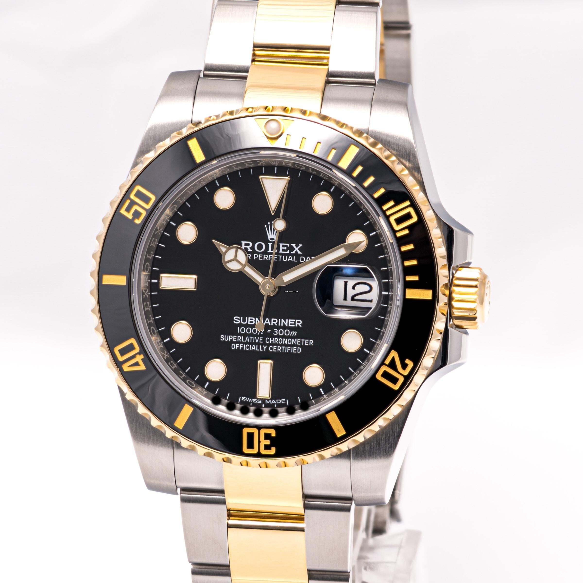Rolex Submariner Date 40 Steel Gold Black – 116613LN – like NEW – 12/2017 Full Set Lc100