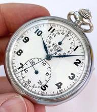 Thumbnail von Orologio da tasca vintage Heuer con cronografo in acciaio 52mm