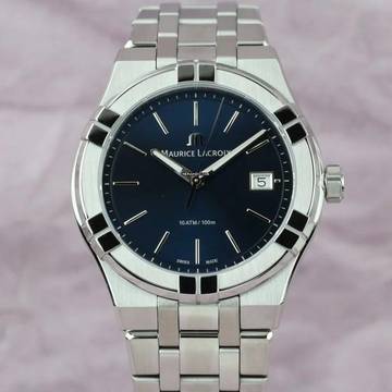  Maurice Lacroix AIKON Quartz Blue Dial Stainless Unisex Watch NEW FULL SET 