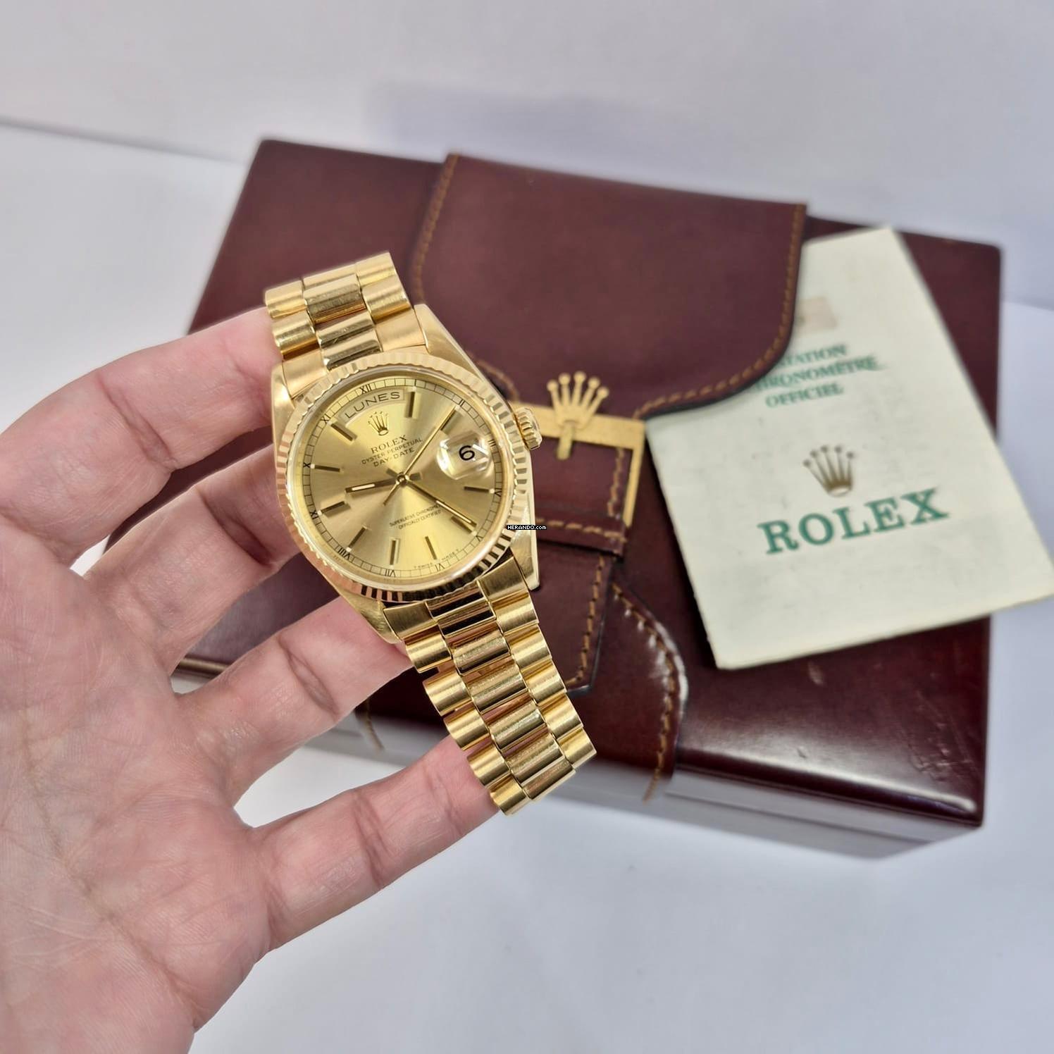 Rolex Day-Date 36 Presidente Yellow Gold Automático Completo