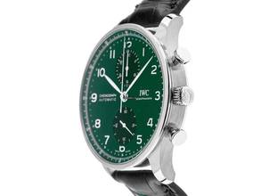 Thumbnail von IWC Portugieser Chronograph Ref.IW371615 2026 Full Set Ungetragen Portugieser Chronograph Green Dial Krokoleder Faltschließe