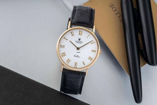  Rolex Cellini 18k (0,750) Gold White Dial Handaufzug Herrenuhr Ref. 5112 E-Serie 