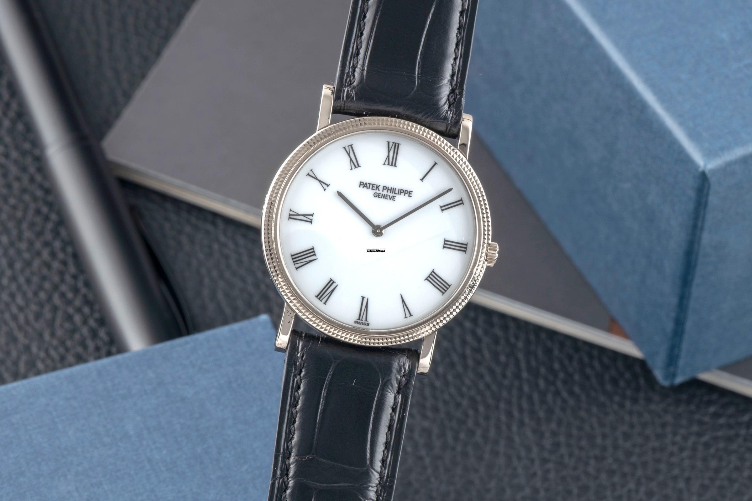 Patek Philippe Calatrava de oro blanco de 18k (0,750) con cuerda manual, reloj de caballero, ref. 3520/D