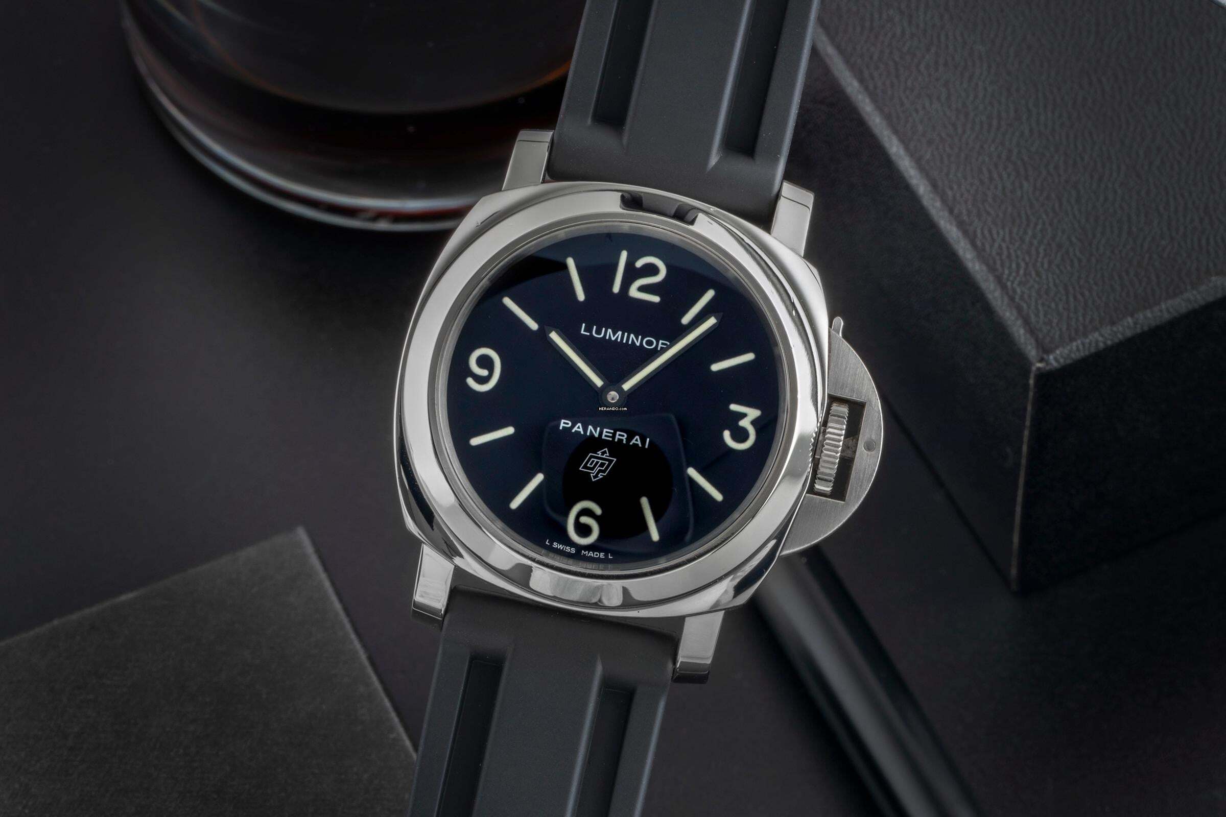 Panerai Luminor Base Logo 44 Stahl Handaufzug Herrenuhr Ref. PAM00000 B&P 2015