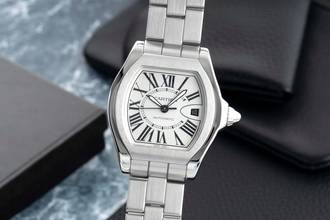 Thumbnail von Cartier Roadster Automatik Datum Edelstahl Herrenuhr Ref. W6206017 B&P 2011