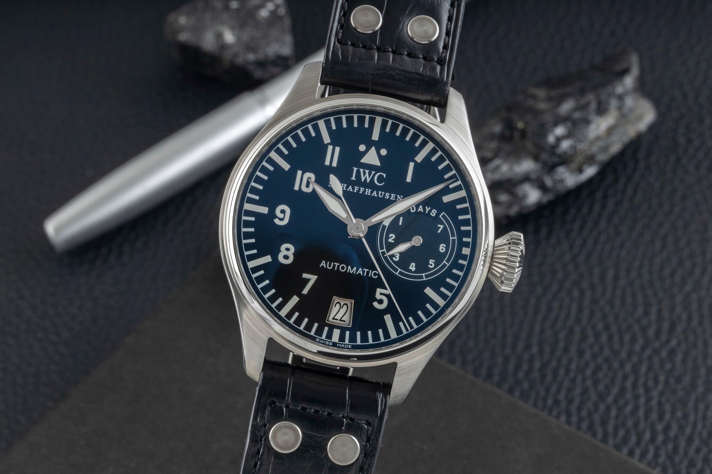 IWC 大型パイロットウォッチ シャフハウン Big Pilot 自動巻き 7日間 ステンレス メンズ腕時計 Ref IW500201 書類