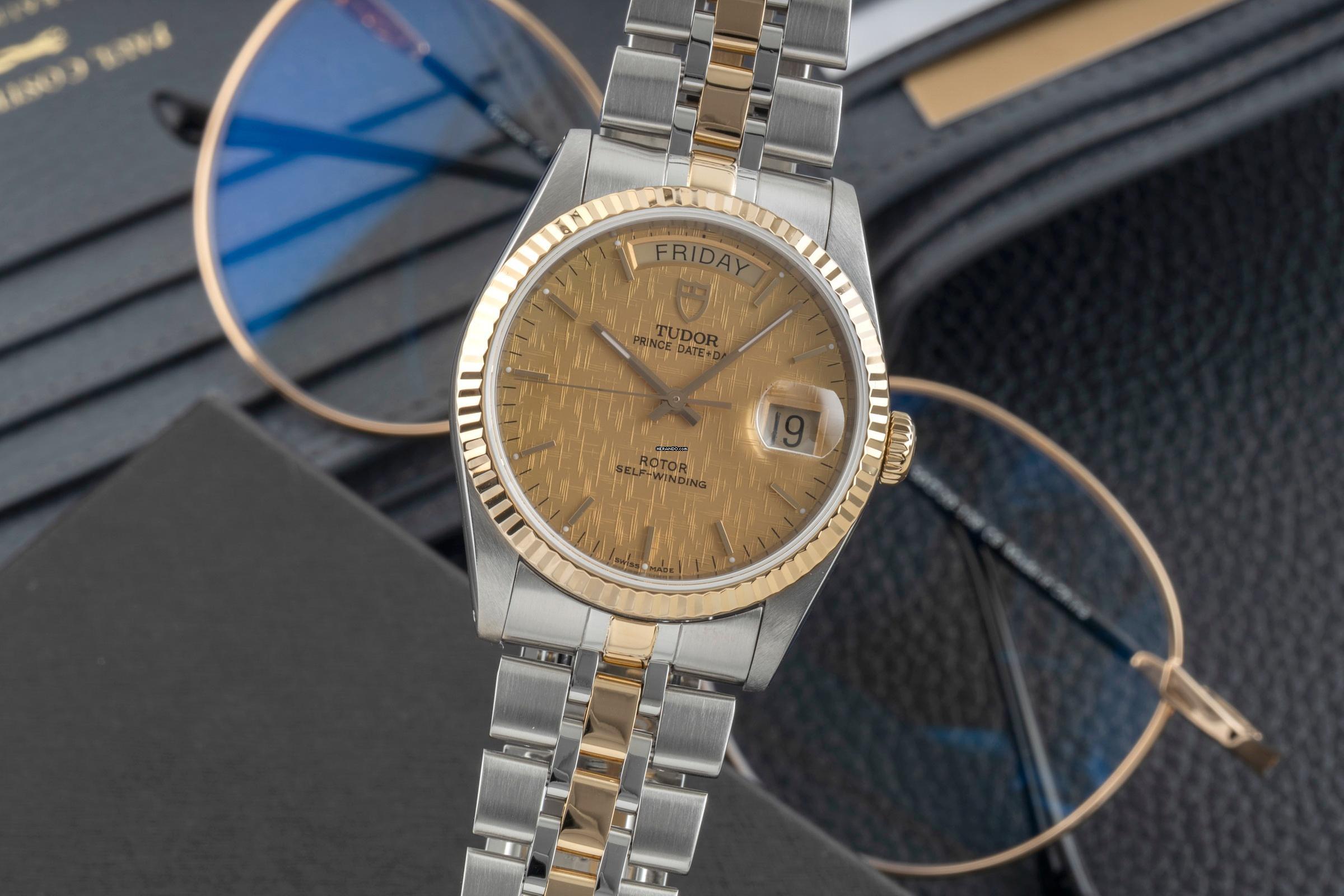 Tudor Prince Date Day Oyster Prince Date Day Stahl / Gold Linen Dial Automatik Ref. 76213