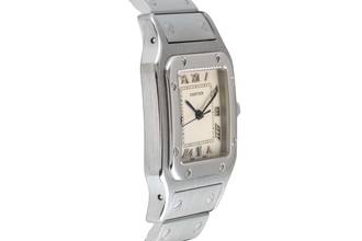 Thumbnail von Cartier Santos Edelstahl Silver Dial Quarz Herrenuhr Ref. W20025D6 Klassiker